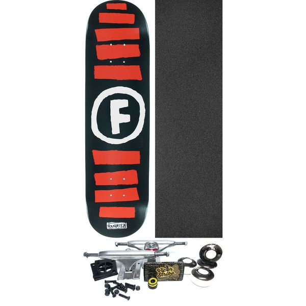 Foundation Skateboards Doodle Stripe Black / Red / White Skateboard Deck - 8" x 31.375" - Complete Skateboard Bundle